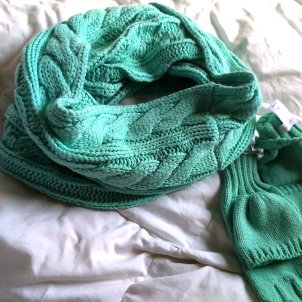 Brankd new! Mint scarf and glove set